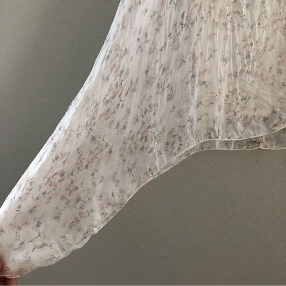 Giusy 100% silk long line shark bite hem floral cottage Core feminine NWT - Picture 4 of 7